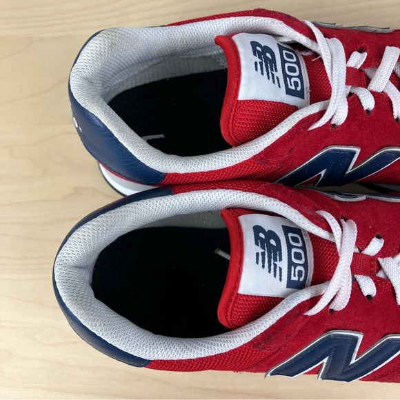 New Balance Men’s Size 10.5 D 500 Red Navy White Suede Low Top Athletic Shoes
